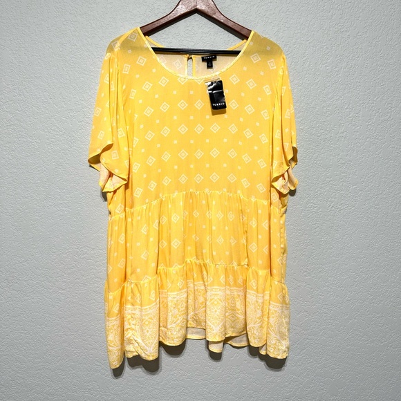 Torrid, Size 3X Tiered Blouse Yellow Keyhole Back Rayon NWT - Picture 12 of 16